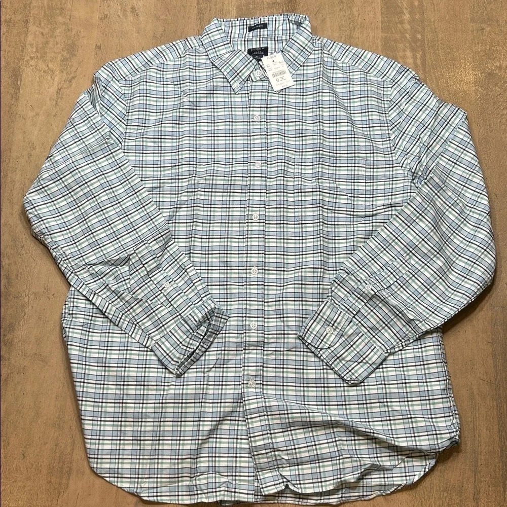 Men's J Crew Blue Plaid Oxford shirt, XL